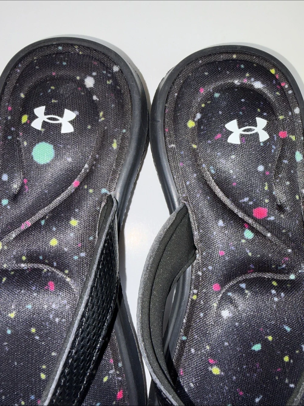 Under Armour Girls Galaxy Print Flip Flops Youth Size 3Y Black